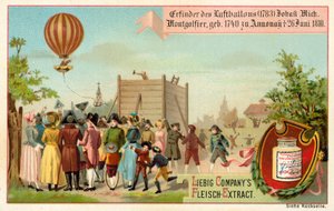 Opfindelsen af luftballonen af Montgolfier Brothers, Frankrig af European School