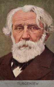 Ivan Turgenev, russisk romanforfatter (farvelitografi) af European School