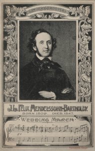 J L Felix Mendelssohn-Bartholdy, portræt (litografi) af European School