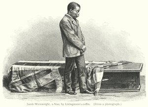 Jacob Wainwright, en Yao, ved Livingstones kiste (gravering) af European School