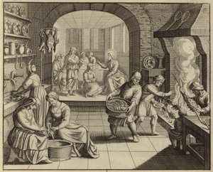 Jesus Kristus hjemme hos Martha og Maria (gravering) af European School