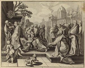 Jesus Kristus velsigner de små børn (gravering) af European School