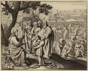 Jesus Kristus fodrer de fem tusinde (gravering) af European School