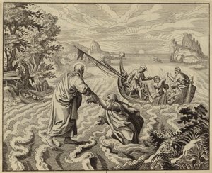 Jesus Kristus går på Genesaret Sø (gravering) af European School