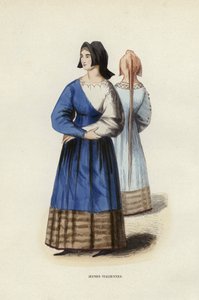 Italienske piger (farvet gravering) af European School
