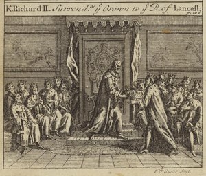 Kong Richard II overgav Englands krone til Henry Bolingbroke, hertug af Lancaster, 1399 af European School
