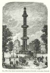 Den monumentale søjle i Grenelle-brønden på Place Breteuil (gravering) af European School