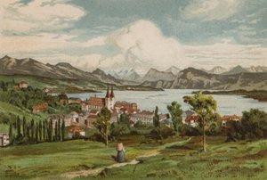 Luzernsøen: Luzern (farvelitografi) af European School