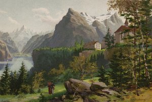Luzernsøen: Seelisberg (farvelitografi) af European School