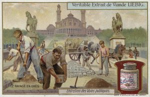 Laying sandstone cobbles  af European School