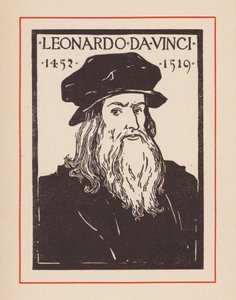 Leonardo da Vinci, italiensk renæssancepolymat (litografi) af European School