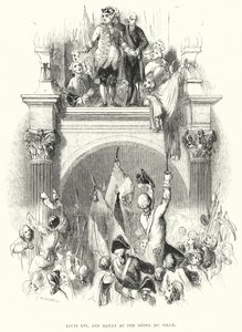 Louis XVI og Bailly på Hotel de Ville (gravering) af European School