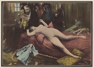 Mand med dukker (farve litho) af European School