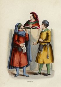 Marchands (farvet gravering) af European School