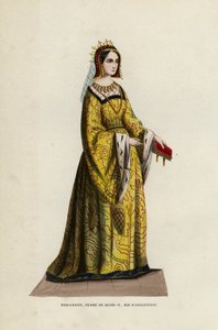 Marguerite, kone til Henrik VI, konge af England (farvet gravering) af European School