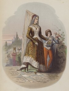 Maria af Bourgogne, første hustru til den fremtidige hellige romerske kejser Maximilian I (farvet gravering) af European School
