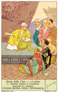 Mencius prædiker revolution (chromolitho) af European School