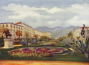 Menton, Le Jardin Public (farvelitografi) af European School