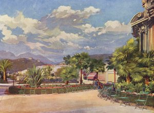 Menton, Musikkiosken og den nye have (farvelitografi) af European School