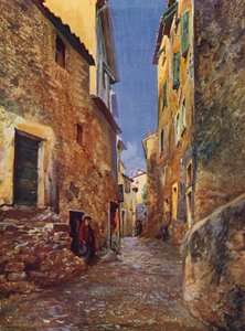 Menton, Rue dans la Vieille Ville (farvelitografi) af European School