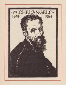 Michelangelo, italiensk renæssancekunstner og arkitekt (litografi) af European School
