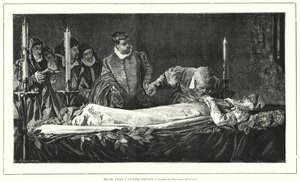 Michelangelo ærede Vittoria Colonnas døde krop (litho) af European School