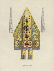 15th Century Mitre (farvet gravering) af European School