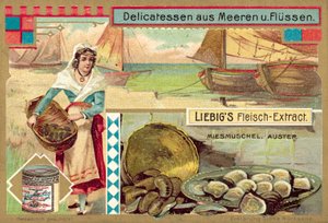 Muslinger og østers (chromolitho) af European School