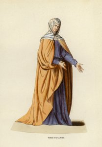 Noble Espagnole (farvet gravering) af European School