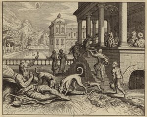 Lignelse om den rige mand og tiggeren Lazarus (stik) af European School