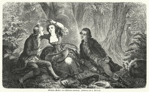 Philinen kroner Wilhelm Meister med en krans: scene fra Johann Wolfgang Goethes roman Wilhelm Meisters Lehrjahre (stik) af European School