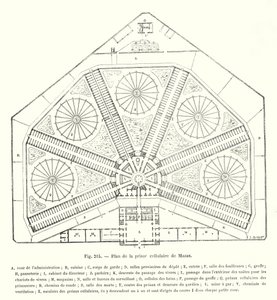 Kort over Mazas cellefængsel (gravering) af European School