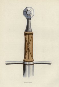 Sværdhåndtag (farvet gravering) af European School