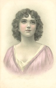 Portræt af en pige (farvelitografi) af European School