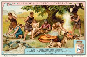 Forhistorisk ølproduktion ved hjælp af opvarmede sten (chromolitho) af European School