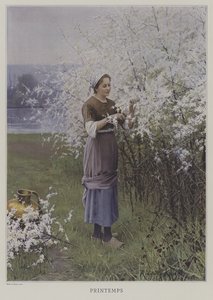 Printemps (forår) (farve litho) af European School