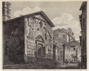 Rester af Domitianus villa, Rom, Italien (gravering) af European School