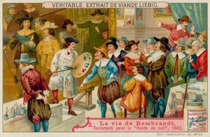 Rembrandt Paintings Night Watch (chromolitho) af European School