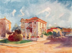 S.E. Dr. Pedro de Toledo, tidligere landbrugsministers bolig, Avenida Beira Mar (farvelitografi) af European School