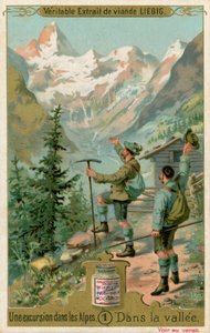 Scene fra en udflugt i Alperne: i dalen (chromolitho) af European School