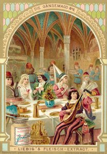 Scene fra Brødrene Grimms eventyr Gåsepigen (chromolitho) af European School