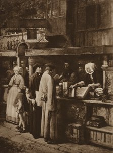 Scene i en boghandel (litho) af European School