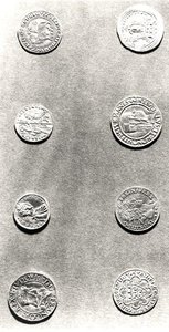Udvalg af 8 mønter (metal) af European School