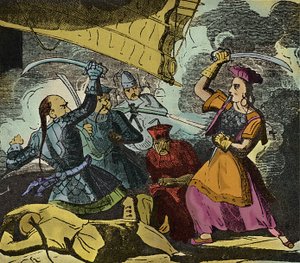 Shing Shi eller Ching Shih (død 1844). Kinesisk piratkvinde fra det 19. århundrede. Hun kommanderede en rigtig flåde, hvormed hun besejrede admiral Kwo Lang. af European School