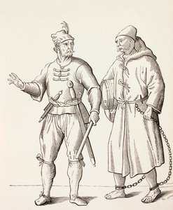Sixteenth century Galley Soldier with a Galley Slave, c.1880dani af European School