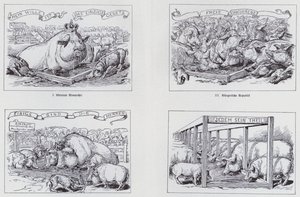 Socialistisk tegneserie fra 1895 om forskellige styreformer (litho) af European School