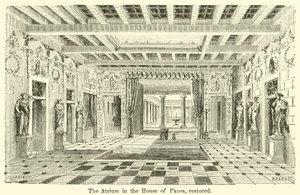 Atrium i huset Pansa, restaureret (gravering) af European School