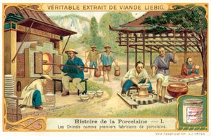 Kineserne, de første producenter af porcelæn (chromolitho) af European School