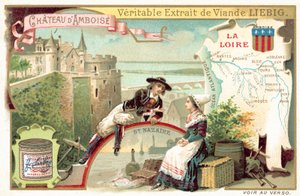 Loire og udsigt over slottet Amboise (chromolitho) af European School