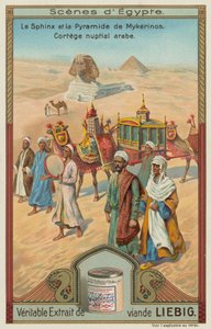Sfinxen og Menkaure-pyramiden med et arabisk bryllupsoptog af European School